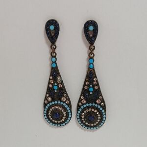 Elegant Blue and Gold Drop Earrings